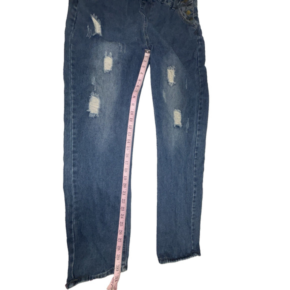 Womens Denim Bib Overalls XL Jeans Brand Distressed Comfortable - Picture 6 of 10